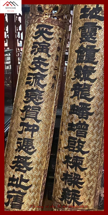 Đôi câu đối thờ chữ Thiên diễn chi lưu/ Địa linh chung dục